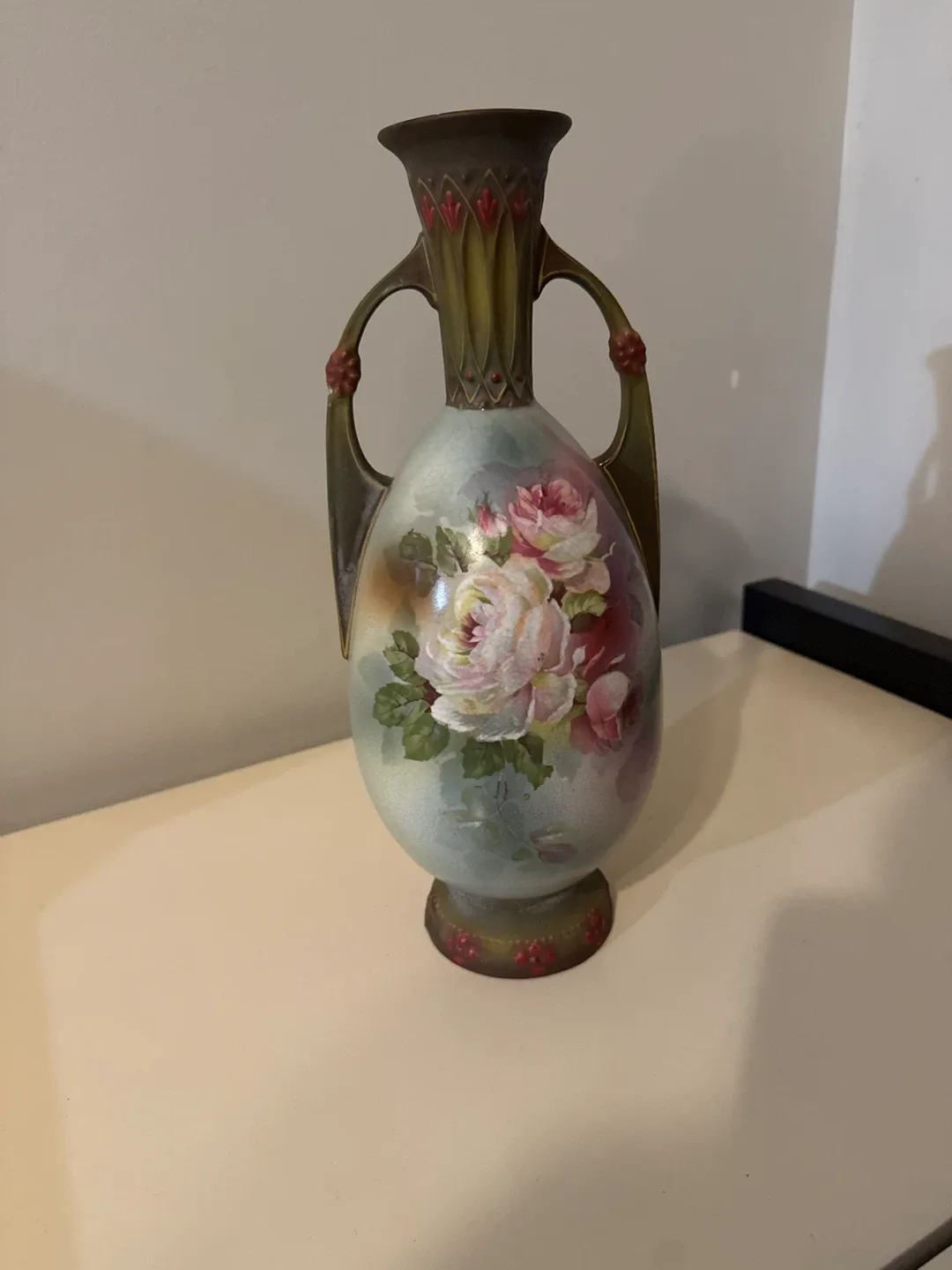 Royal Wettina Austria Hand Painted Rose Vase