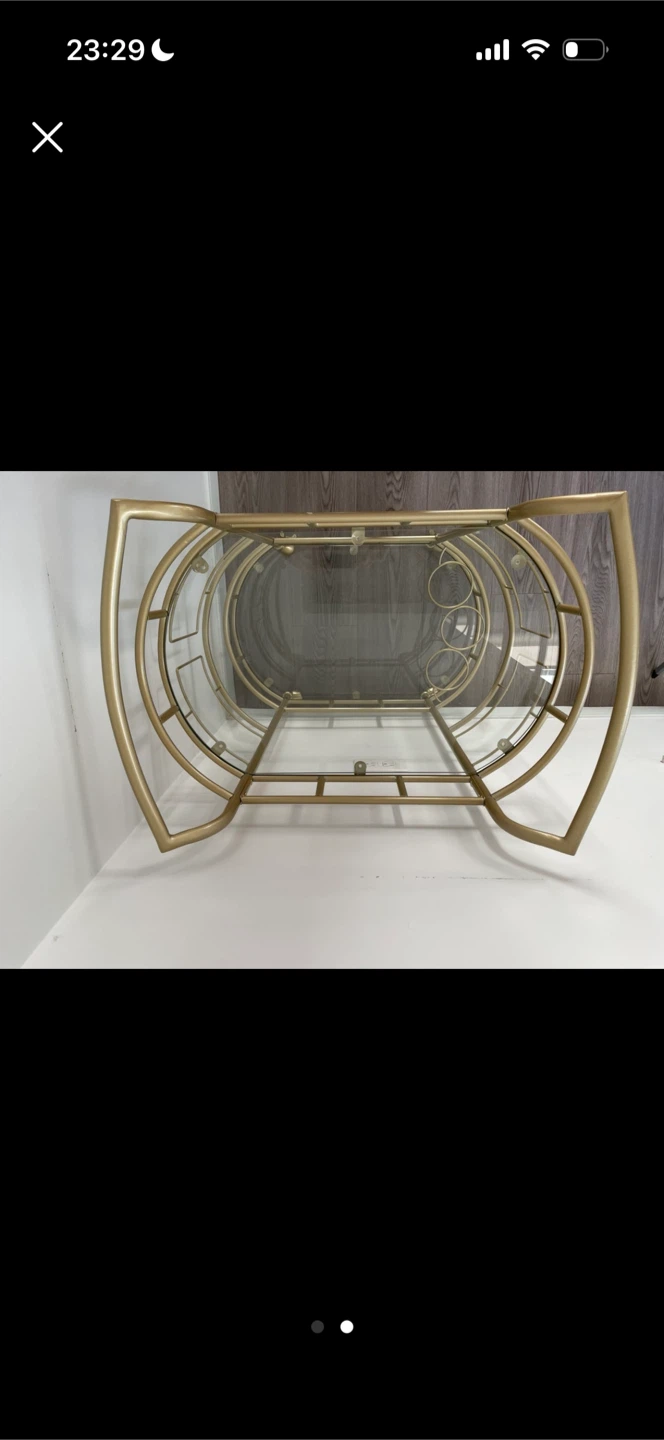 Gold Bar Cart with Glass Shelves - photo 2