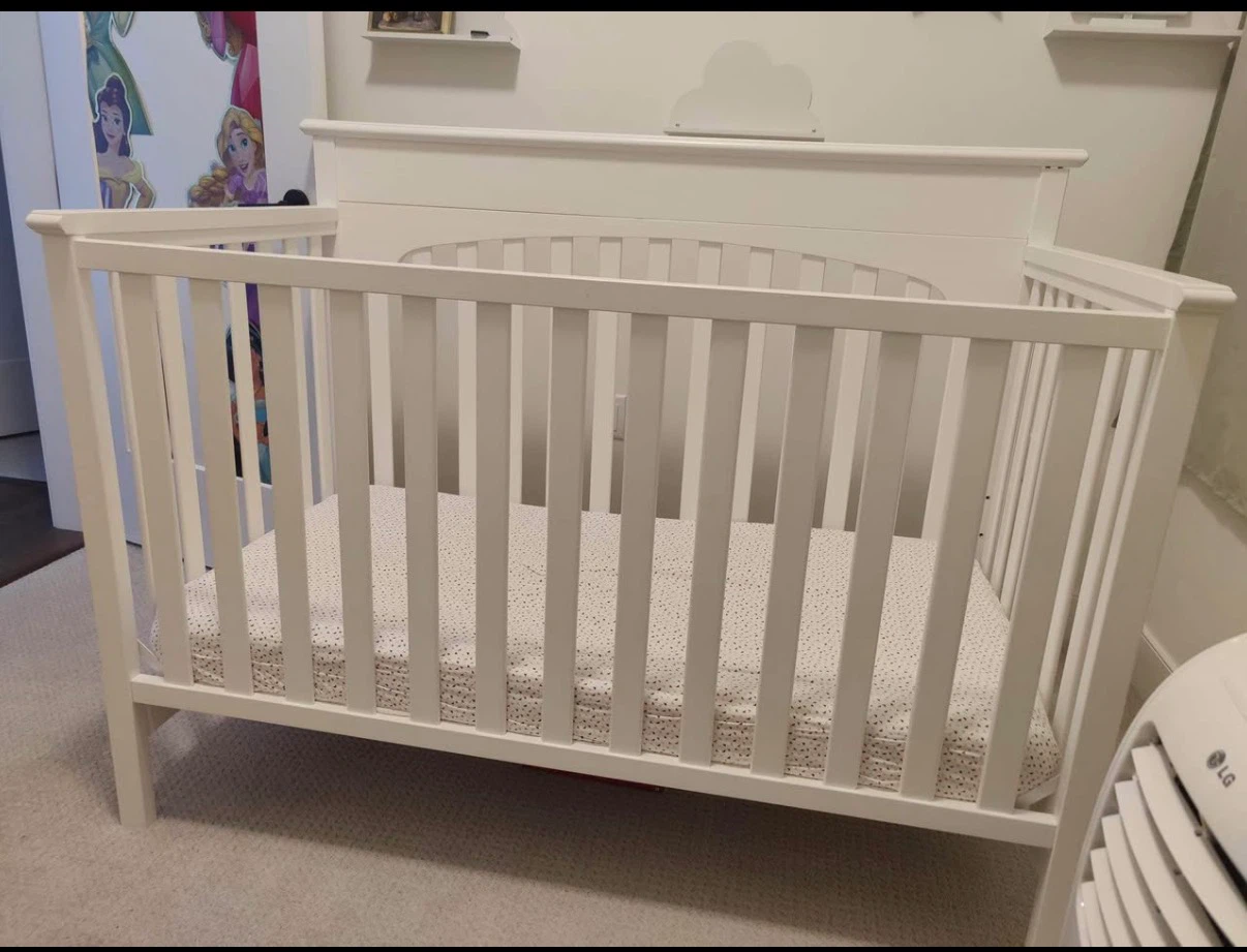 White Wooden Baby Crib used once