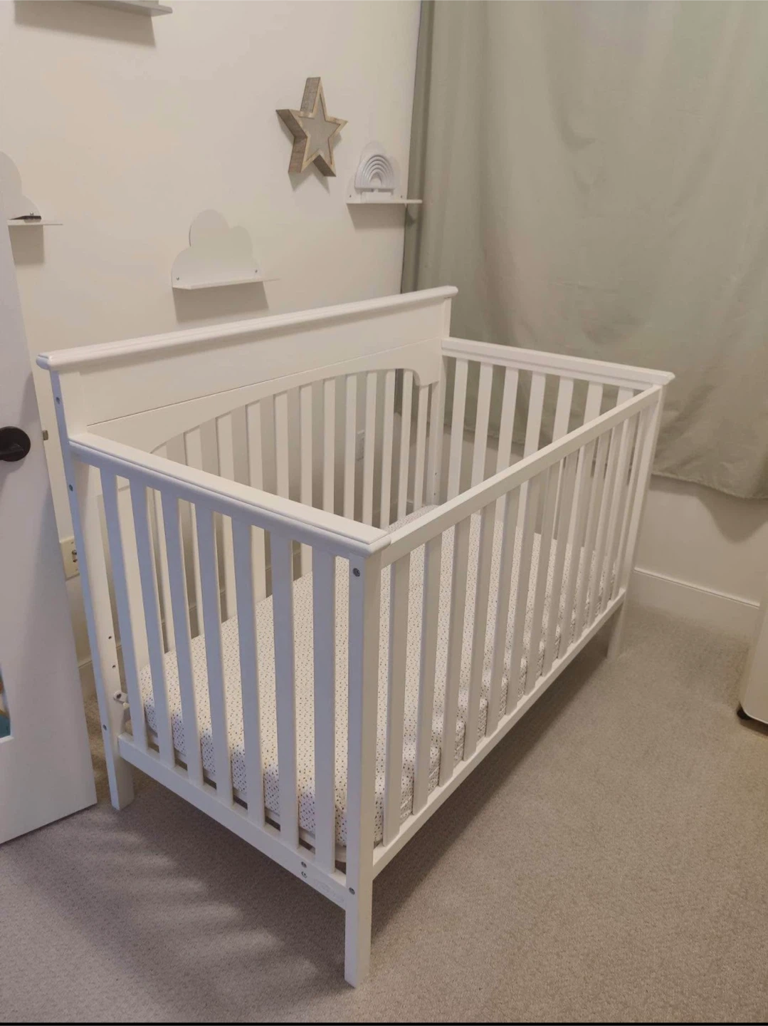 White Wooden Baby Crib used once - photo 2