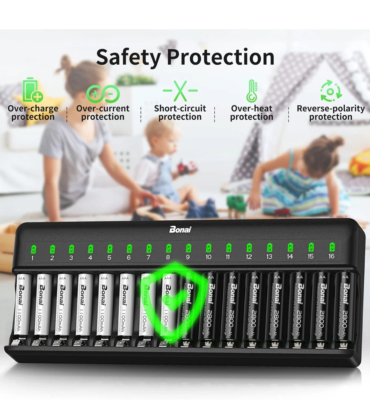 Bonai 16-slot AA and AAA Battery Charger - photo 2