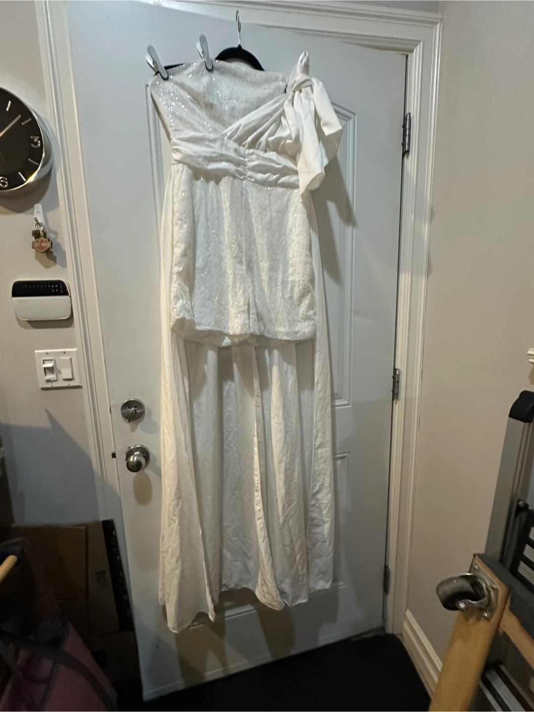 White sequin romper skirt