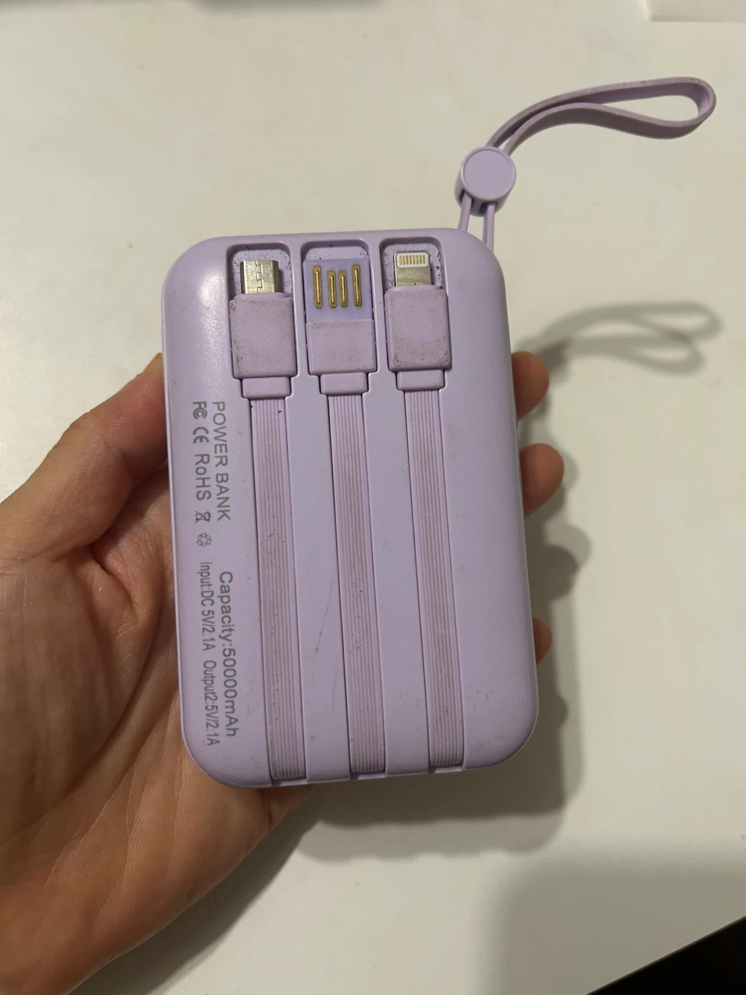 Purple Power Bank 5000mAh with Cables - photo 3