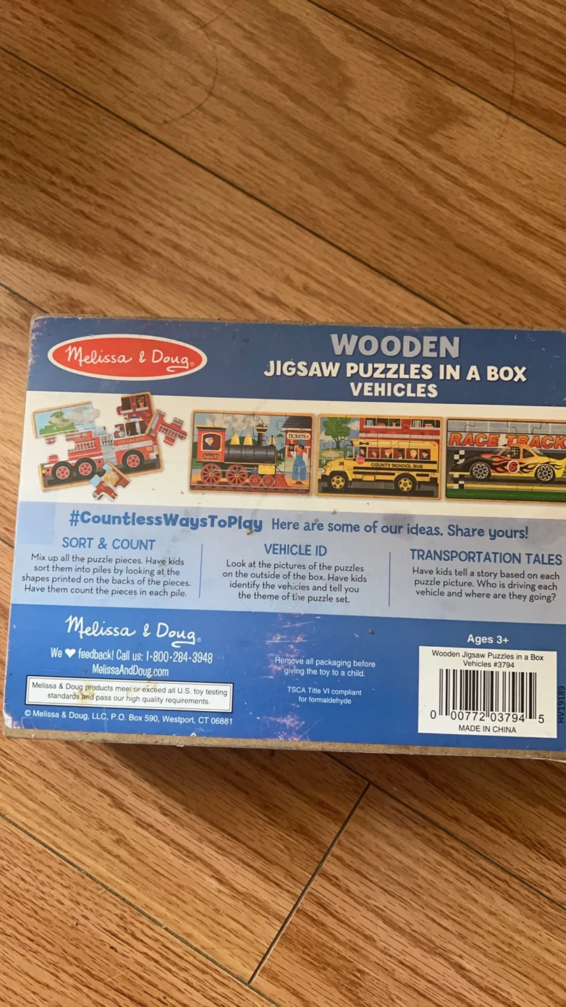 Melissa & Doug Wooden Jigsaw Puzzles in a Box - Vehicles