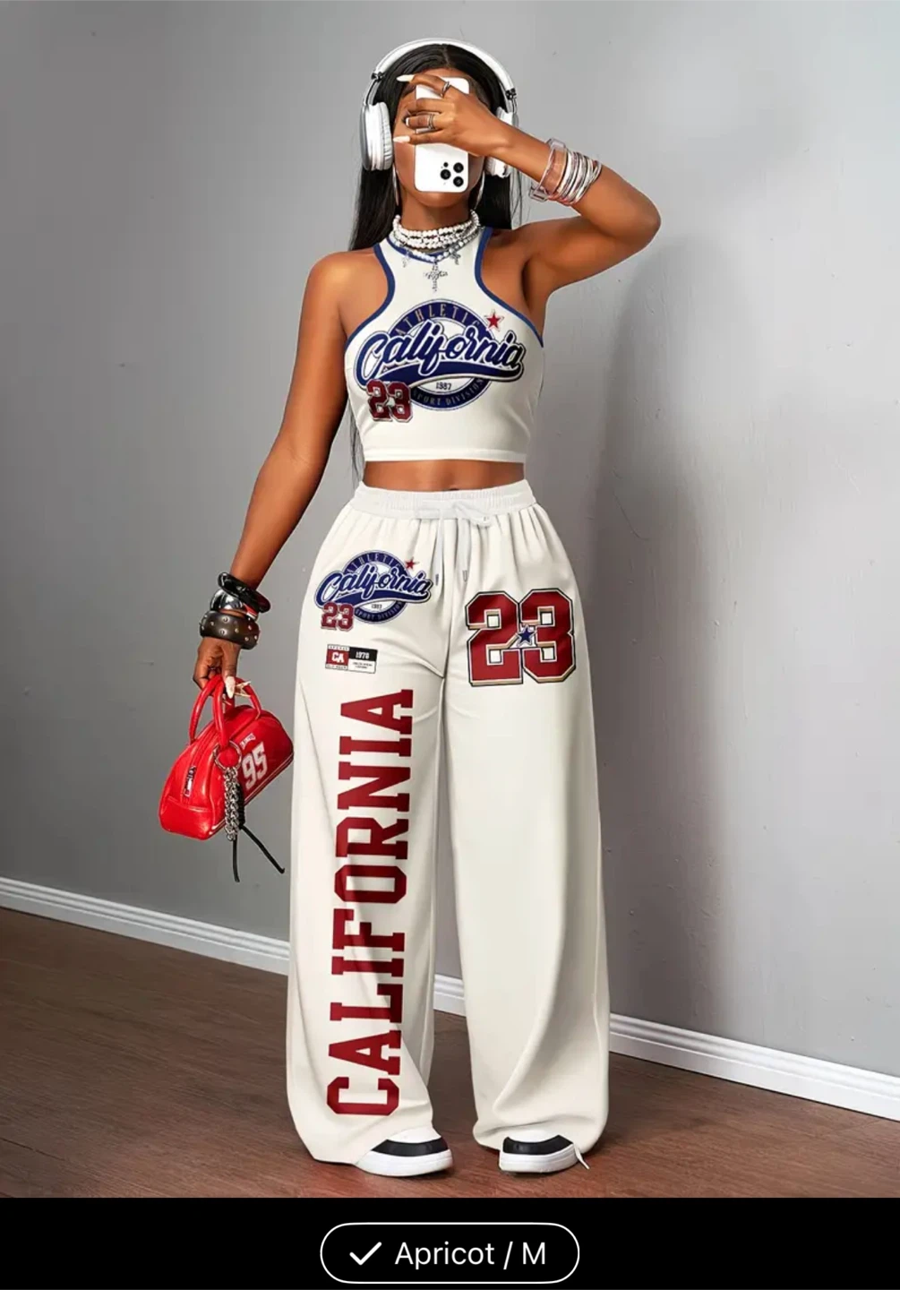 California Graphic Crop Top and Pants Set