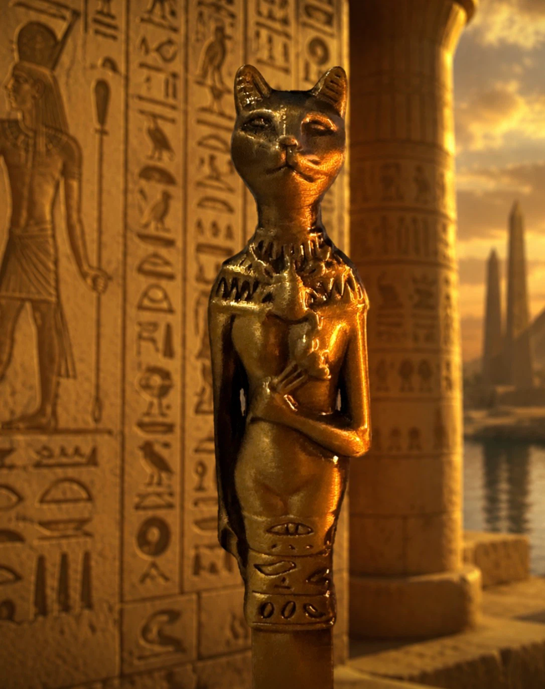 Brass Bastet Cat Figurine Letter Opener