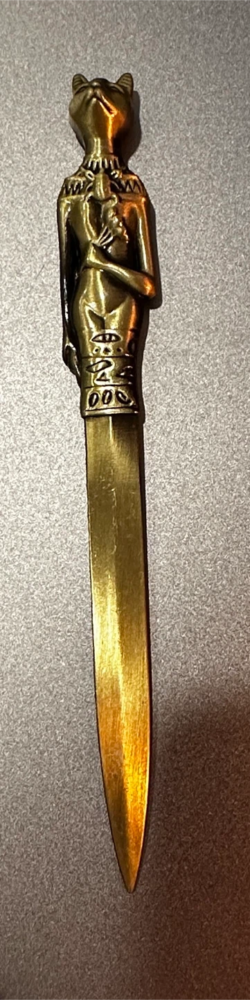 Brass Bastet Cat Figurine Letter Opener - photo 3