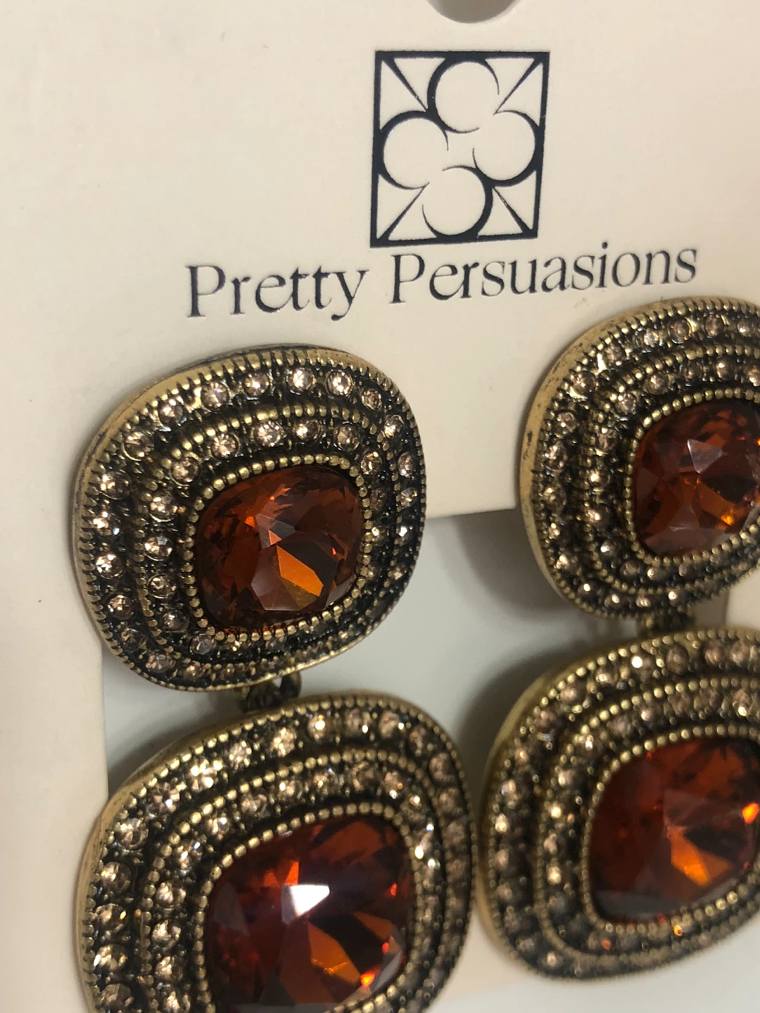 NEW Pretty Persuasions Amber Crystal Earrings - photo 3