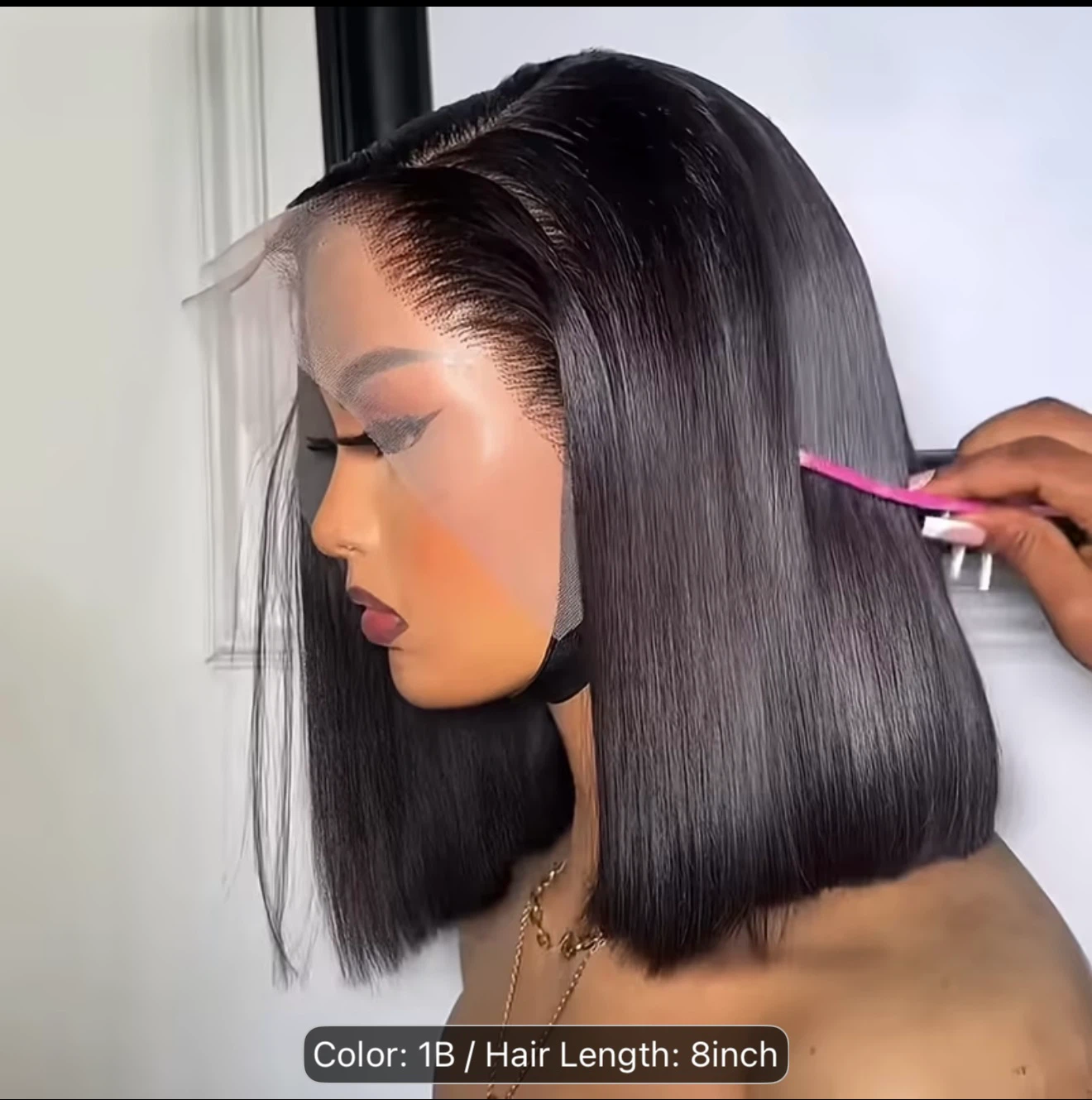Straight Human Hair Lace Front Wig 1B