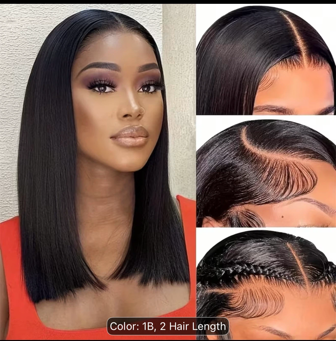 Straight Human Hair Lace Front Wig 1B - photo 2