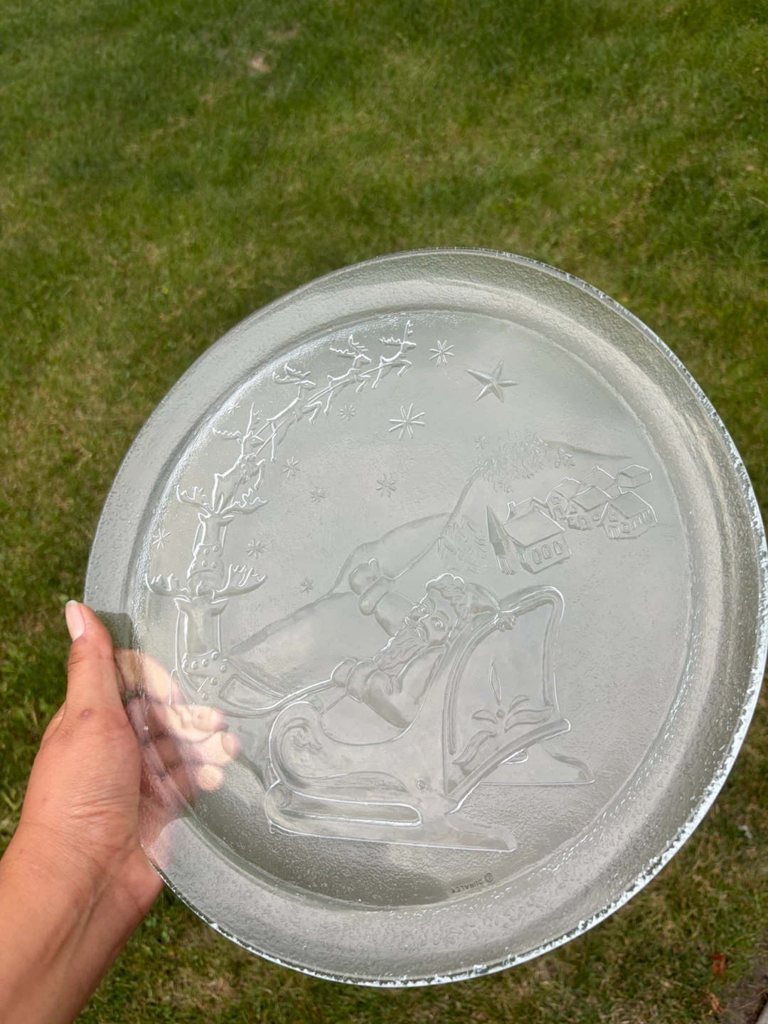 Glass Santa Sleigh Serving Platter