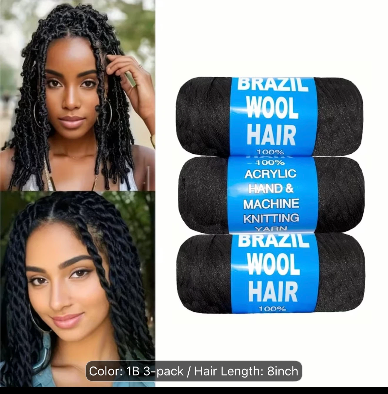 Brazil Wool Hair 3-Pack - 1B
