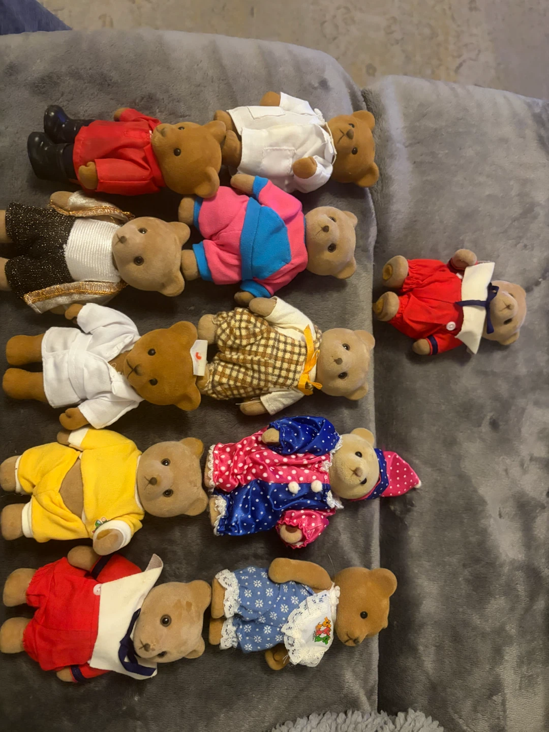 Collection of 10 Teddy Bears in Outfits