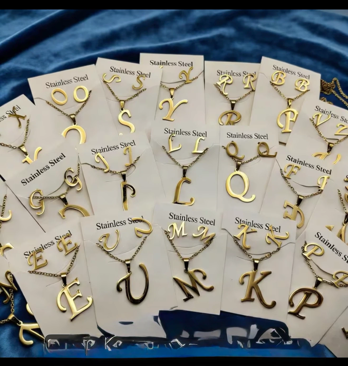 Stainless Steel Letter Pendant Necklace and Earring Set