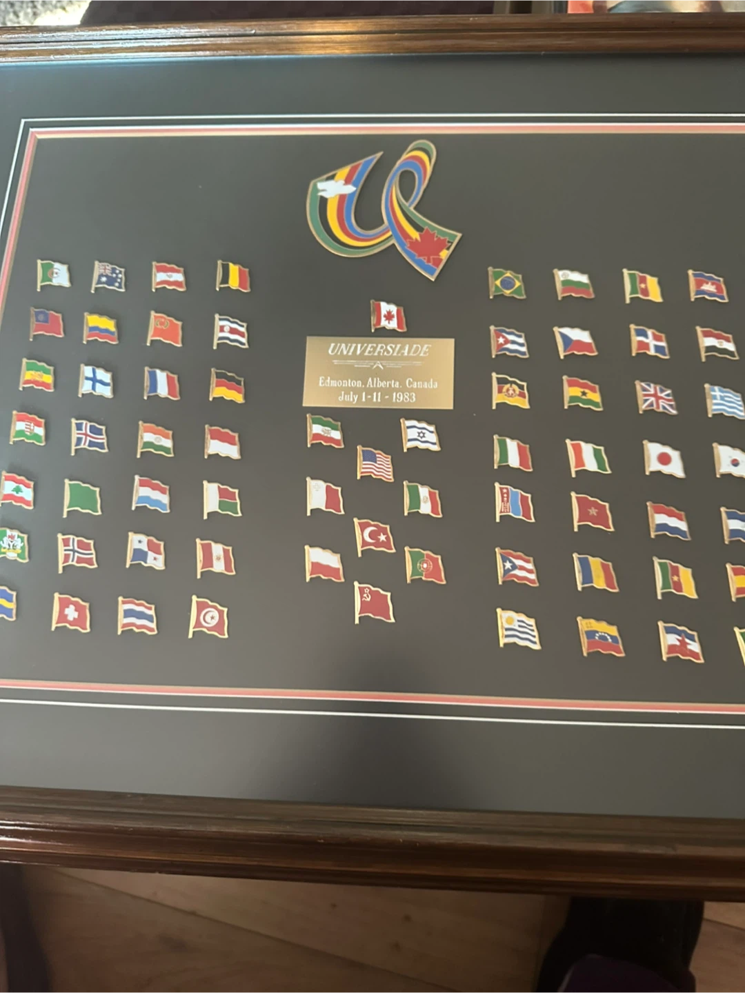 Universiade Edmonton Alberta Canada 1983 Framed Flag Art