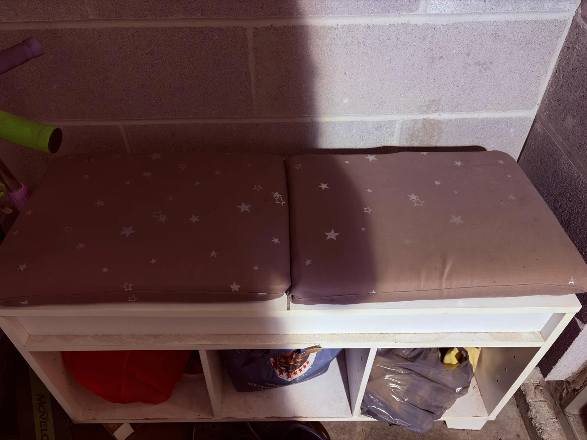 White Storage Bench with padded seat