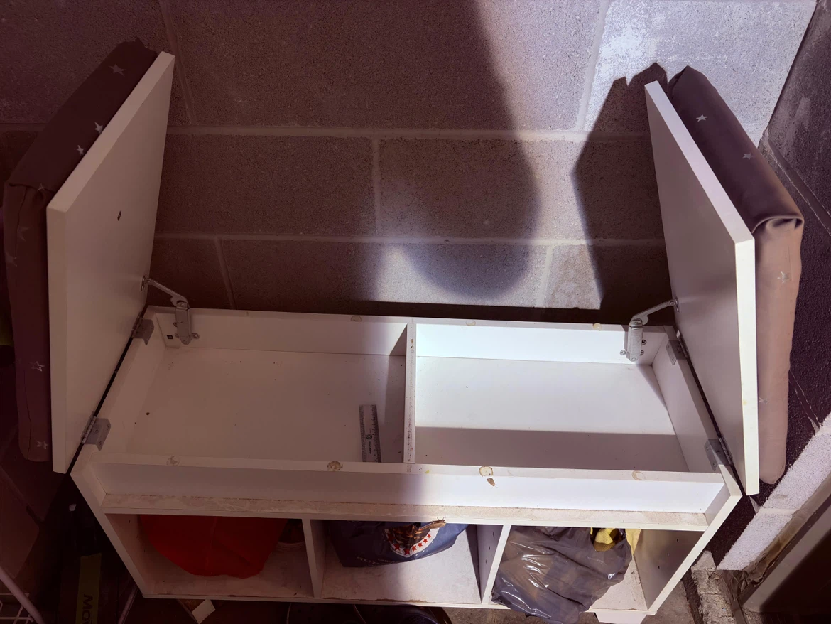 White Storage Bench with padded seat - photo 2