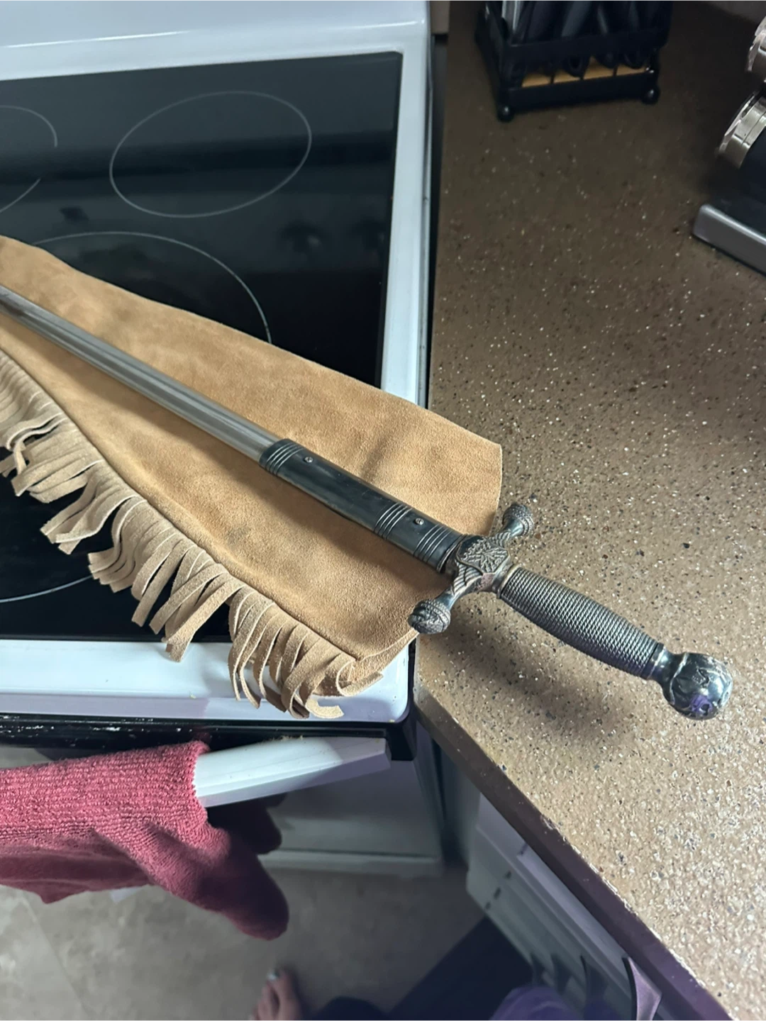 Decorative Sword with Suede Fringed Scabbard - photo 3