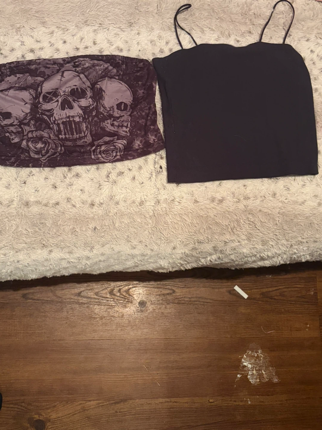 Goth Skull Print Tube Top & Black Camisole Bundle