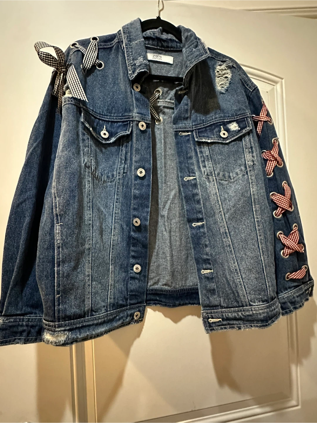ZARA Z1975 Denim Jacket with Ribbon Detail