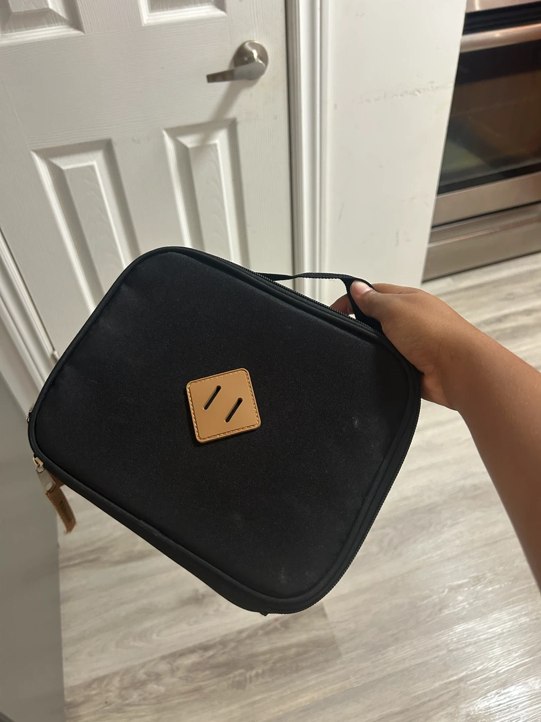 Black zippered lunch bag