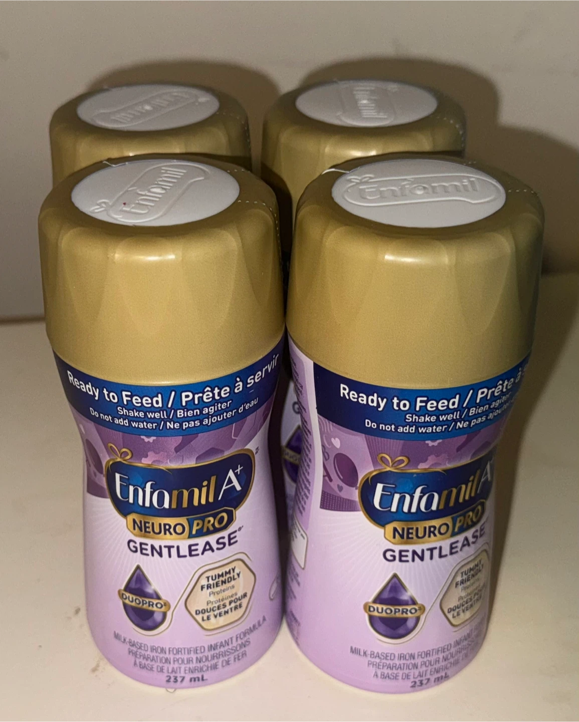 4 Enfamil A+ NeuroPro Gentlease Ready to Feed Bottles.