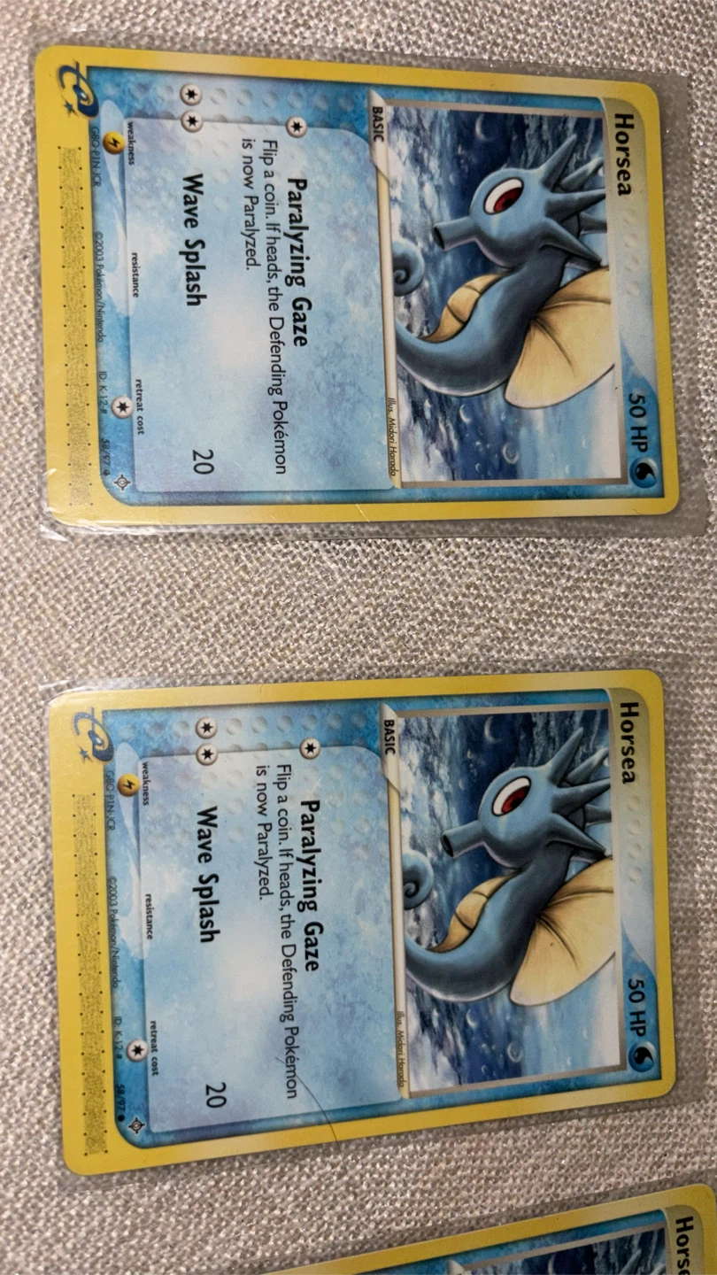 3 Horsea Pokemon Cards 2003