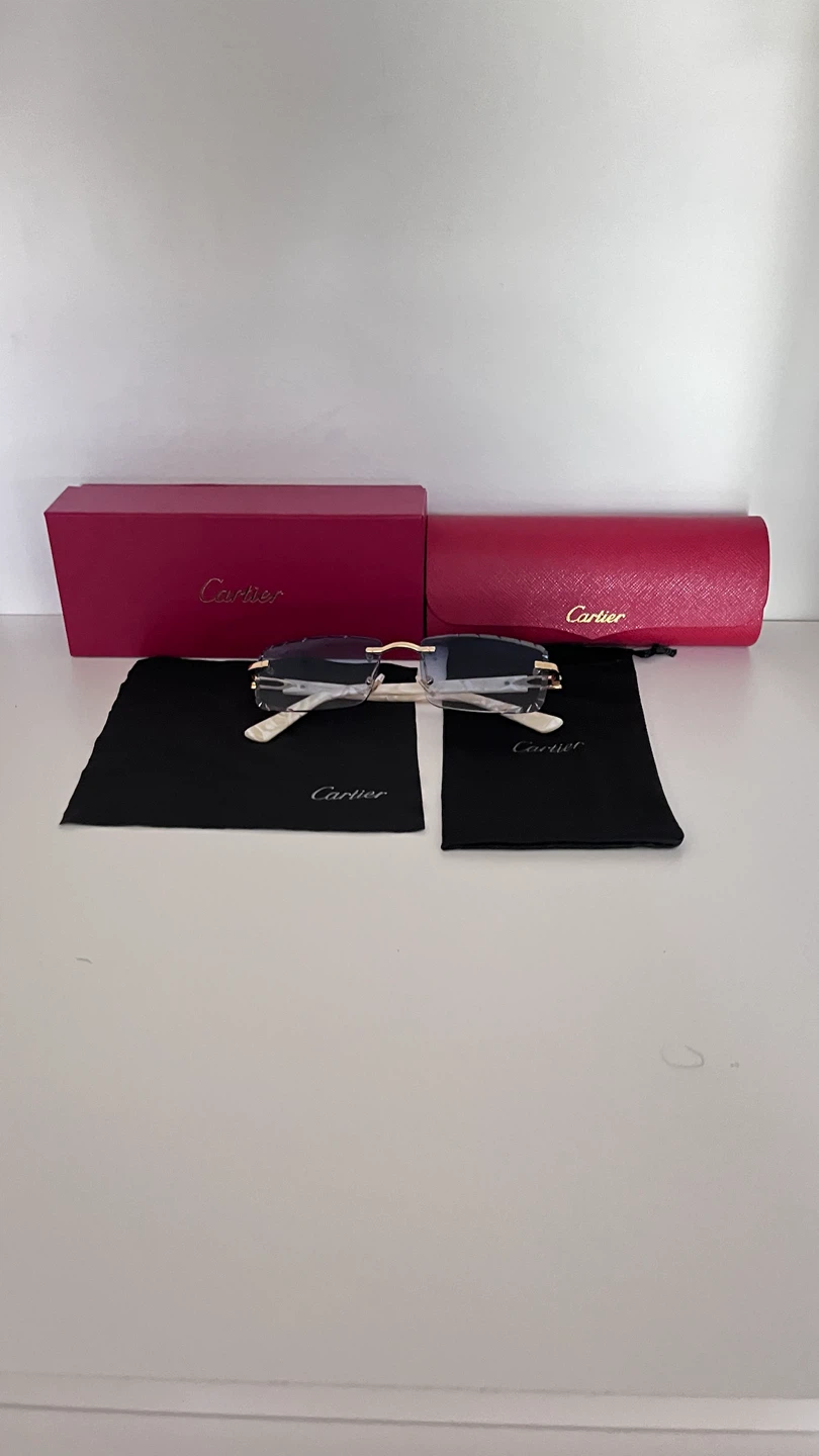CARTIER Sunglasses (White Acetate / Gold)