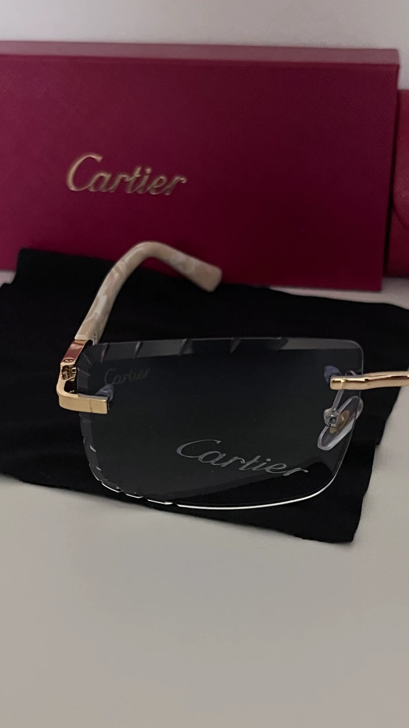 CARTIER Sunglasses (White Acetate / Gold) - photo 3