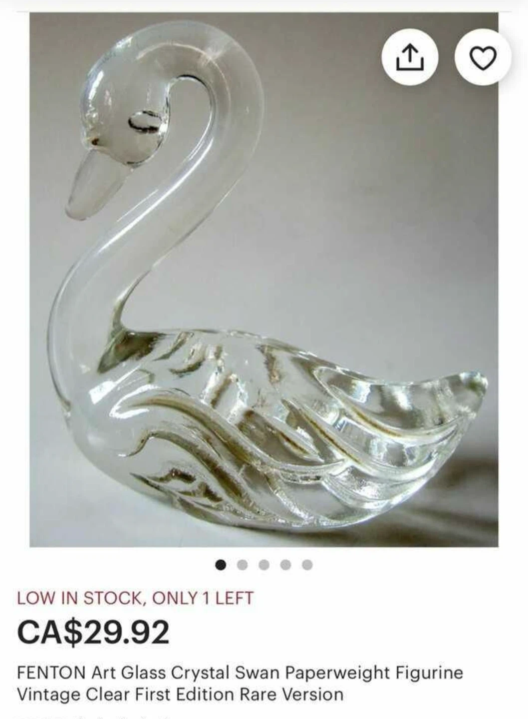 VINTAGE SWAN ART GLASS PAPERWEIGHT ORNAMENTS - photo 5