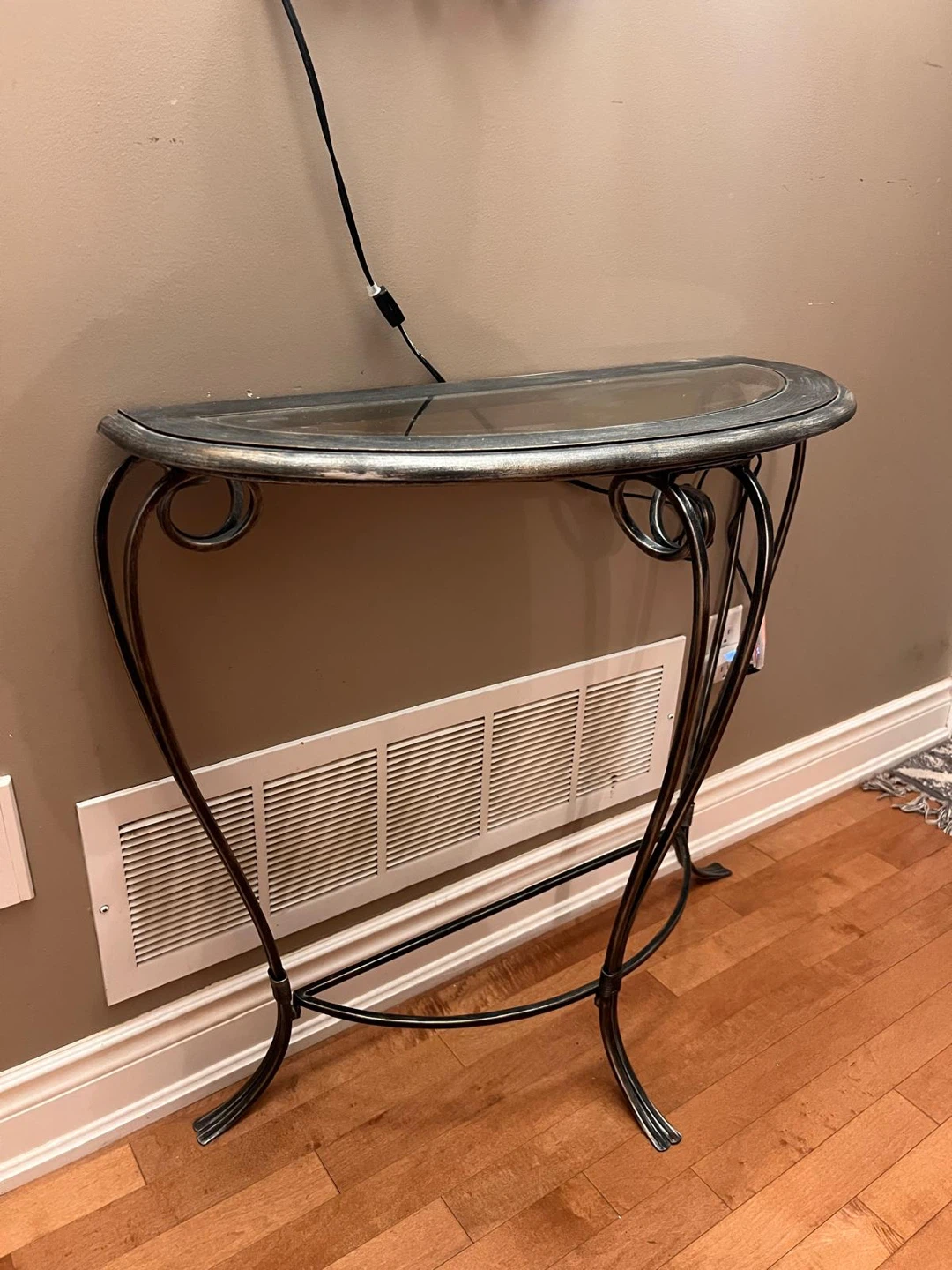 Metal Half-Moon Console Table with Matching Wall Mirror - photo 2