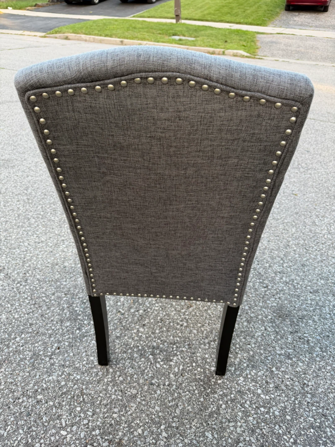 Grey Tufted Fabric Dining Chair with Silver Nailhead Trim - photo 2