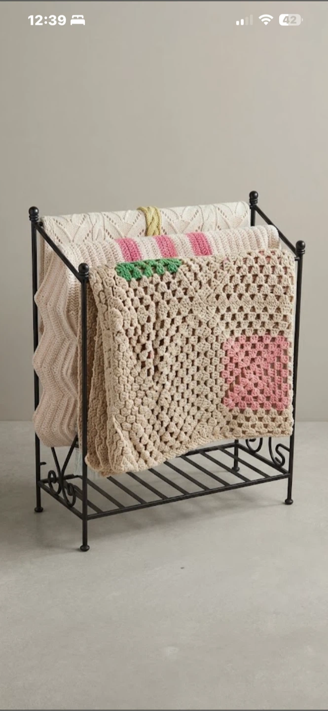 Hollywood Regency Iron Blanket Rack Collection + 3 Throws