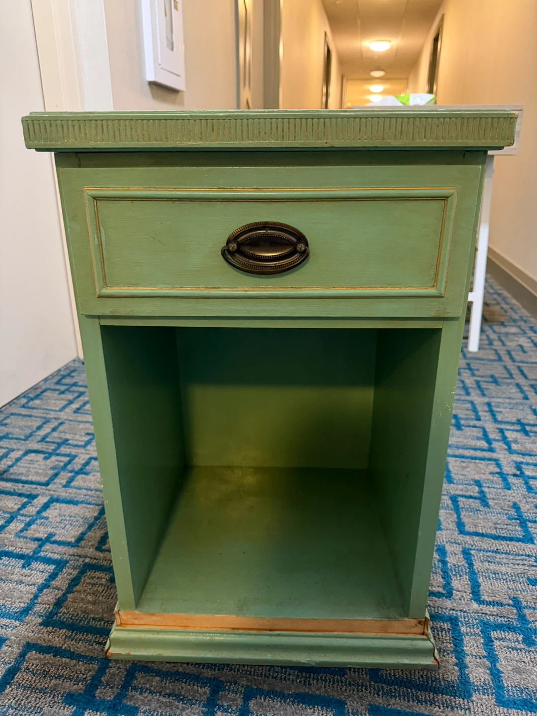 Vintage Sage Green Nightstand / Side Table