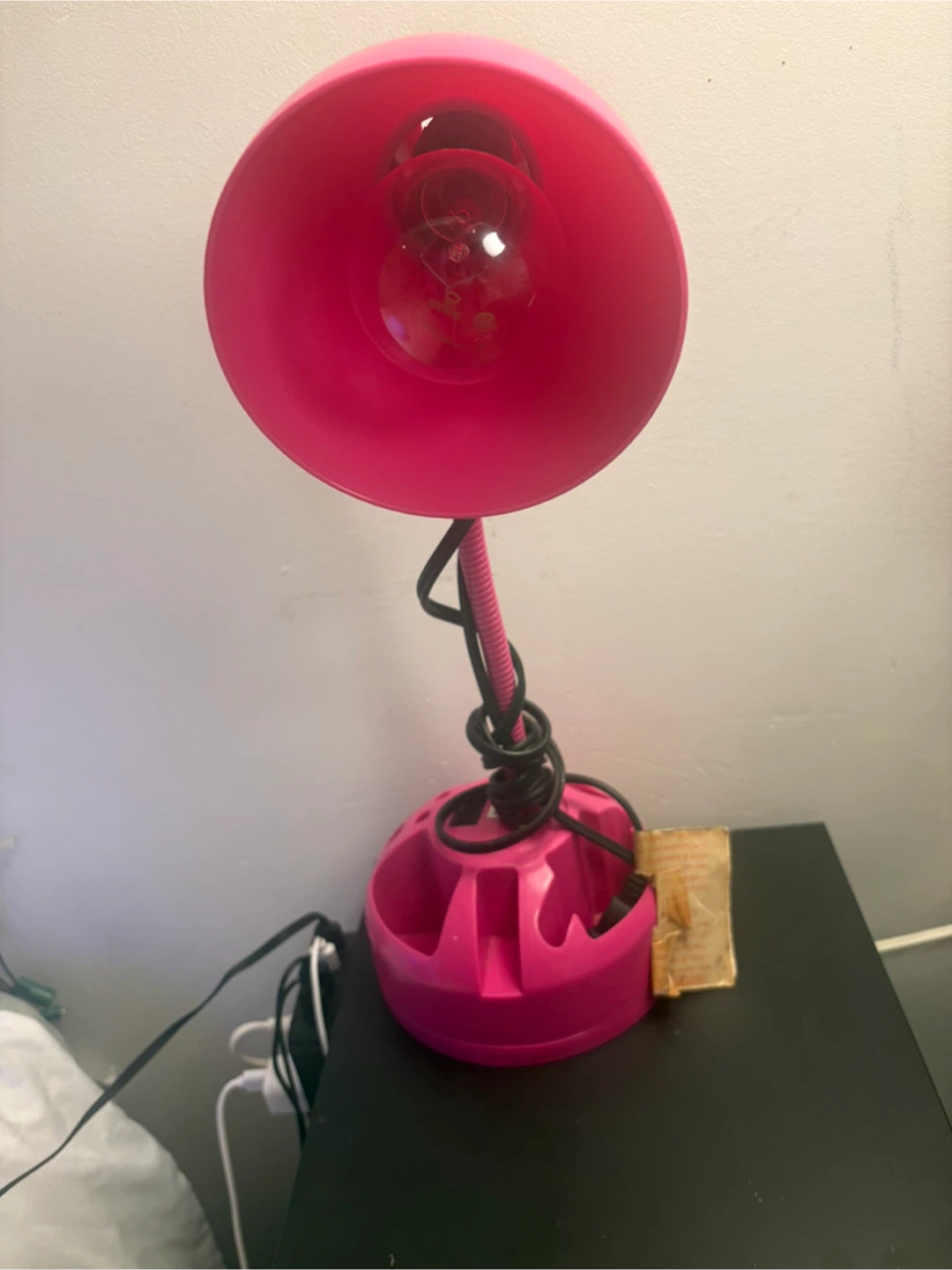 Pink desk lamp with storage base