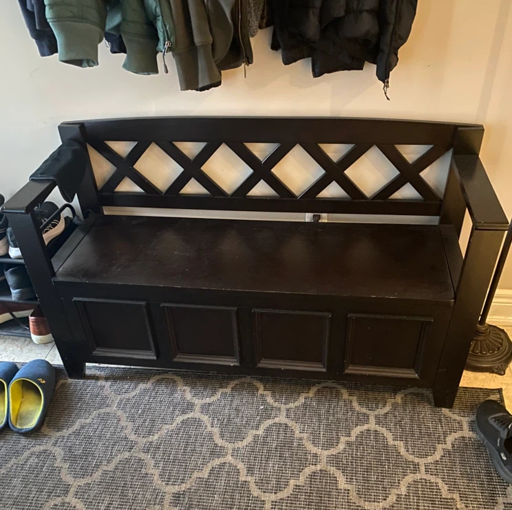 Brown Wooden Storage Bench