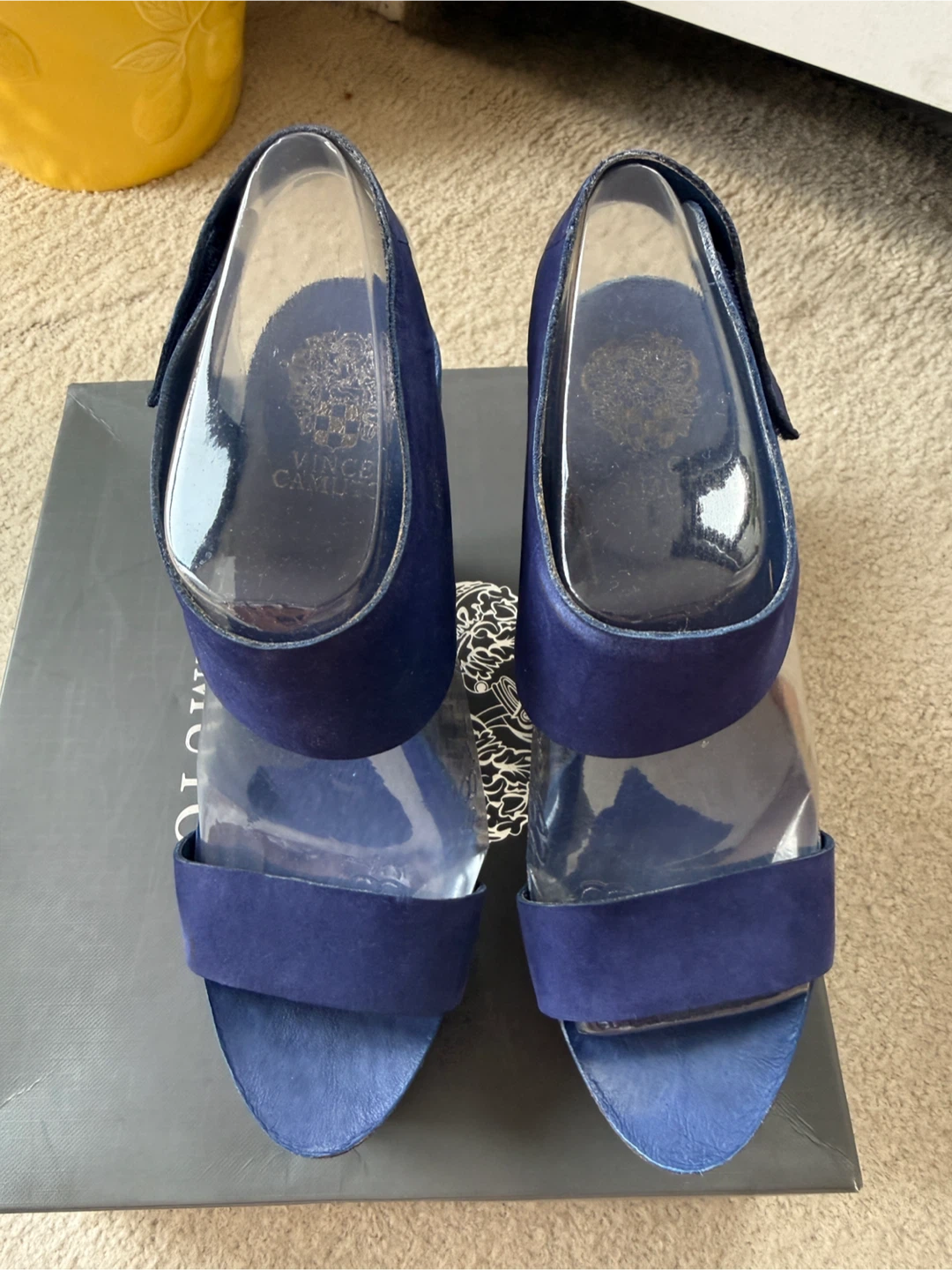Vince Camuto Royal Blue Nubuck Wedge Sandals