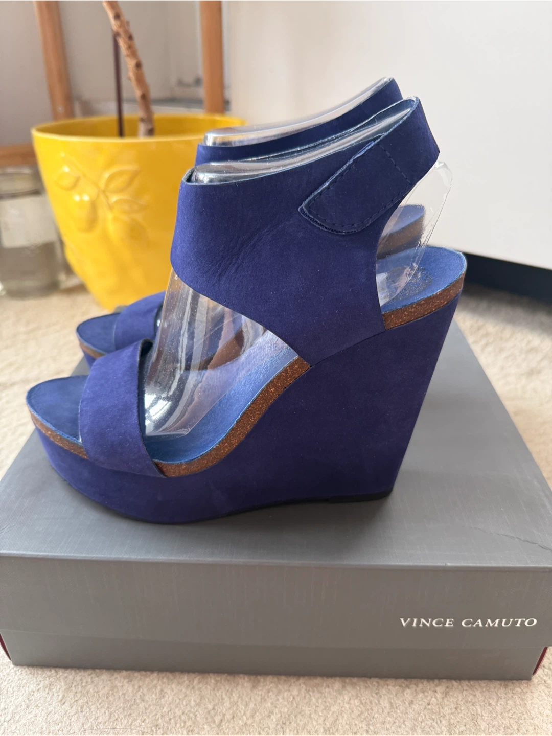 Vince Camuto Royal Blue Nubuck Wedge Sandals - photo 2