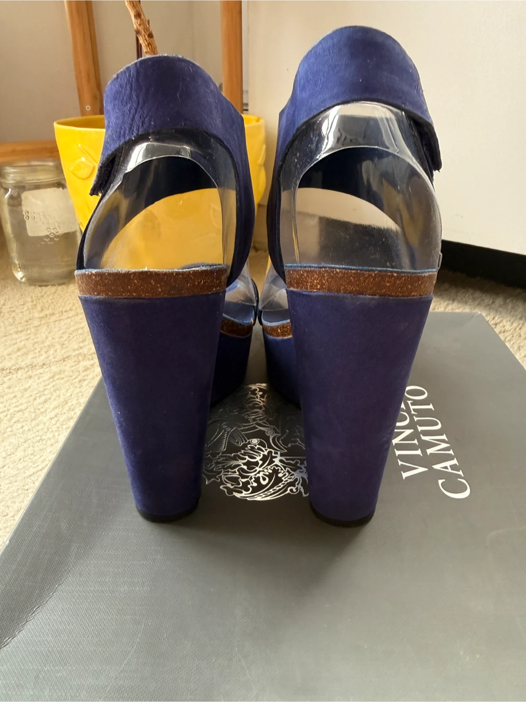 Vince Camuto Royal Blue Nubuck Wedge Sandals - photo 3