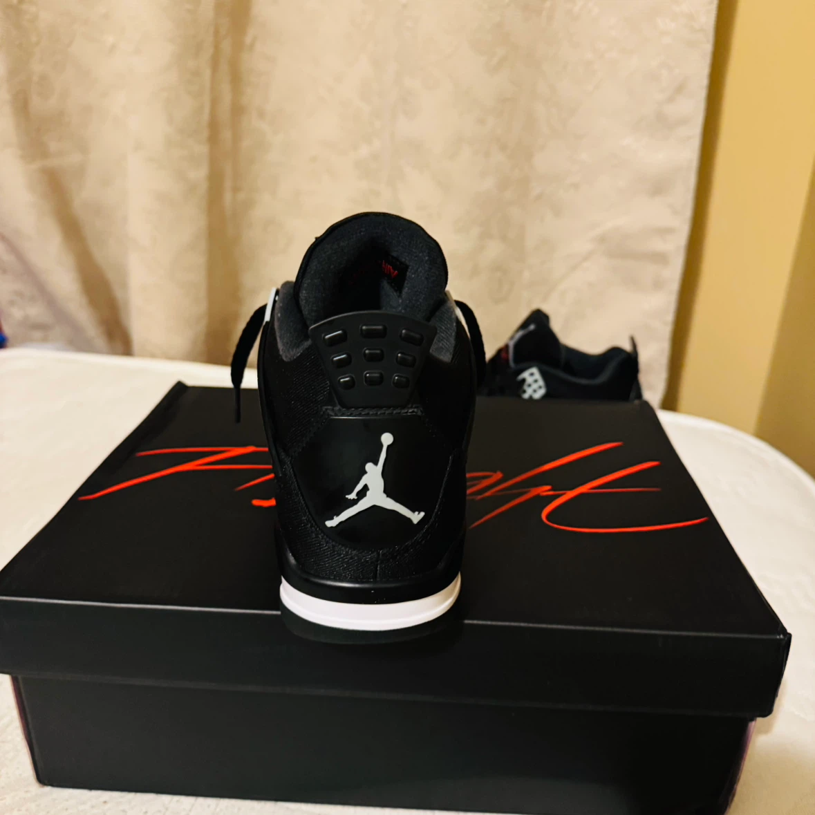Air Jordan 4 Retro TD Black White Red Sneakers - photo 3