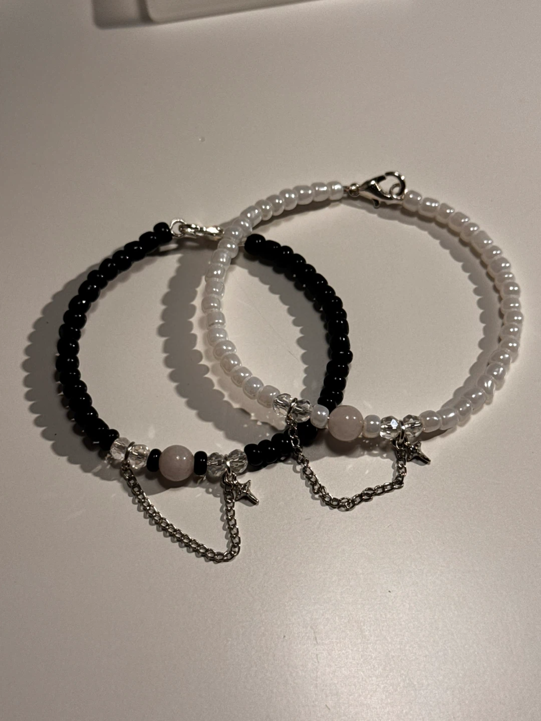 Black and White Beaded Bracelet Set