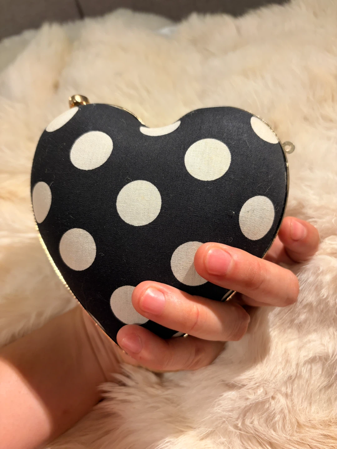 Heart Shaped Polka Dot Clutch Purse with Chain - photo 5