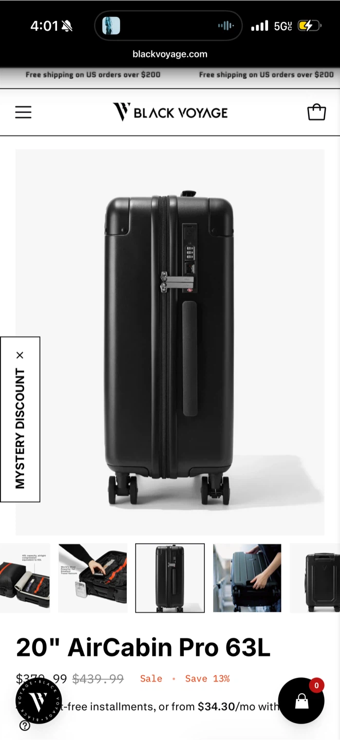 Black Voyage 20" AirCabin Pro 63L Luggage - photo 3