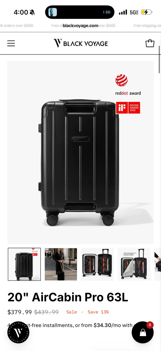 Black Voyage 20" AirCabin Pro 63L Luggage - photo 2