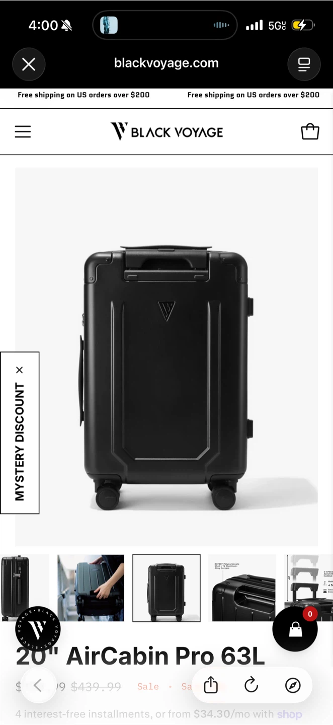 Black Voyage 20" AirCabin Pro 63L Luggage