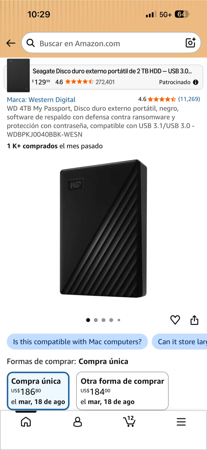 WD 4TB My Passport External Hard Drive