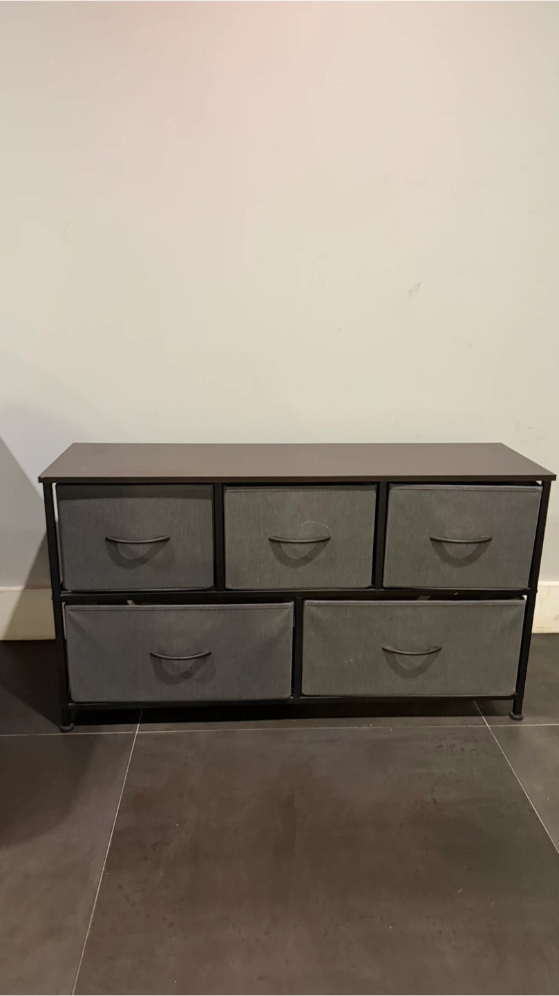 5-drawer wide fabric storage dresser