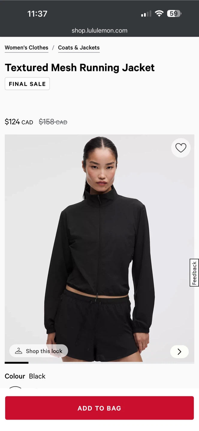 Lululemon Textured Mesh Running Jacket Black