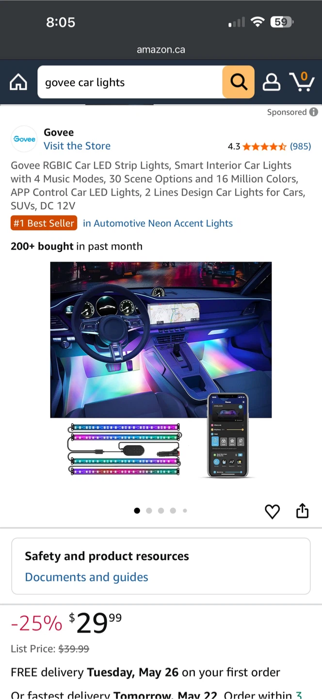 Govee RGB Car LED Strip Light - photo 2