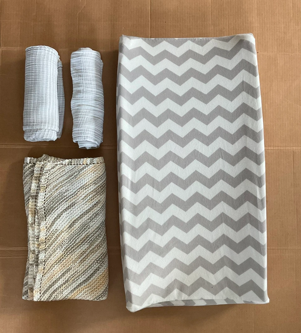 Baby change pad, muslin swaddles, blanket- bundle